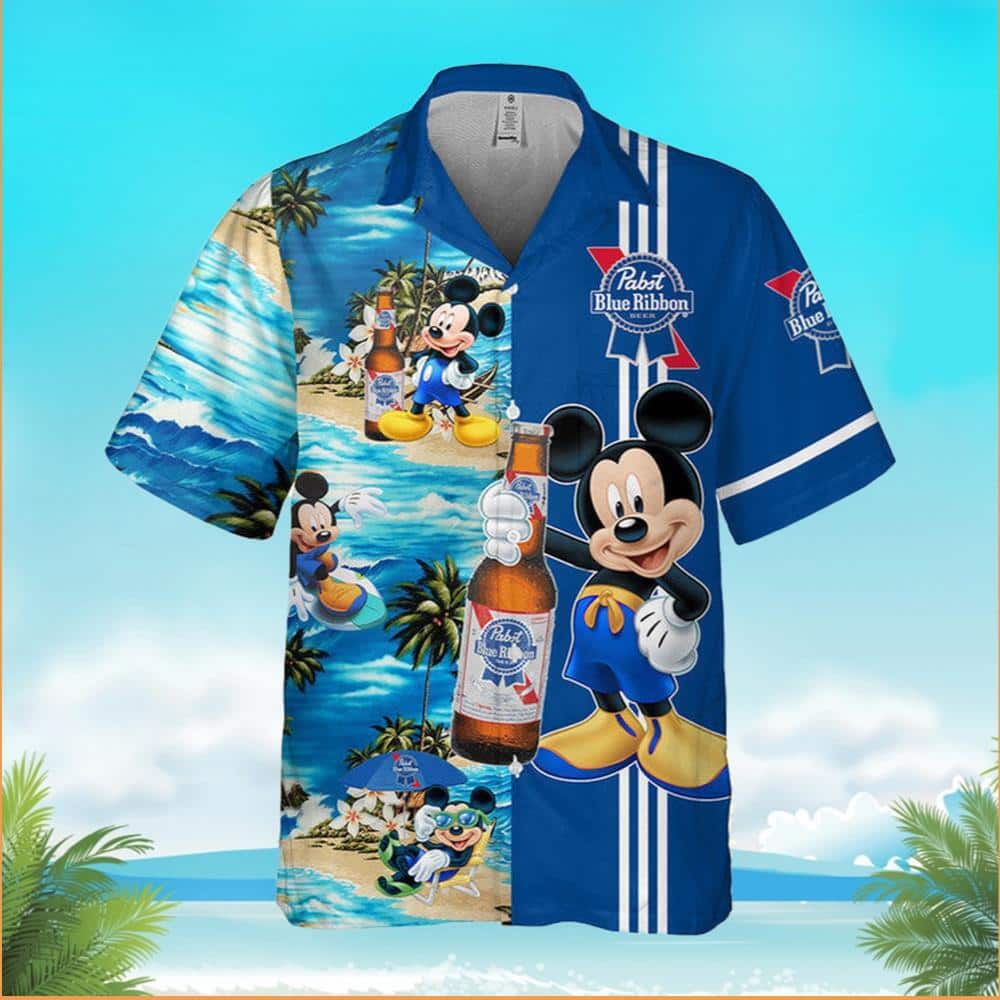 Mickey Mouse Pabst Blue Ribbon Hawaiian Shirt Gift For Disney Lovers Adults