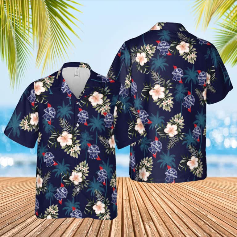 Pabst Blue Ribbon Beer Hawaiian Shirt Tropical Nature Summer Gift
