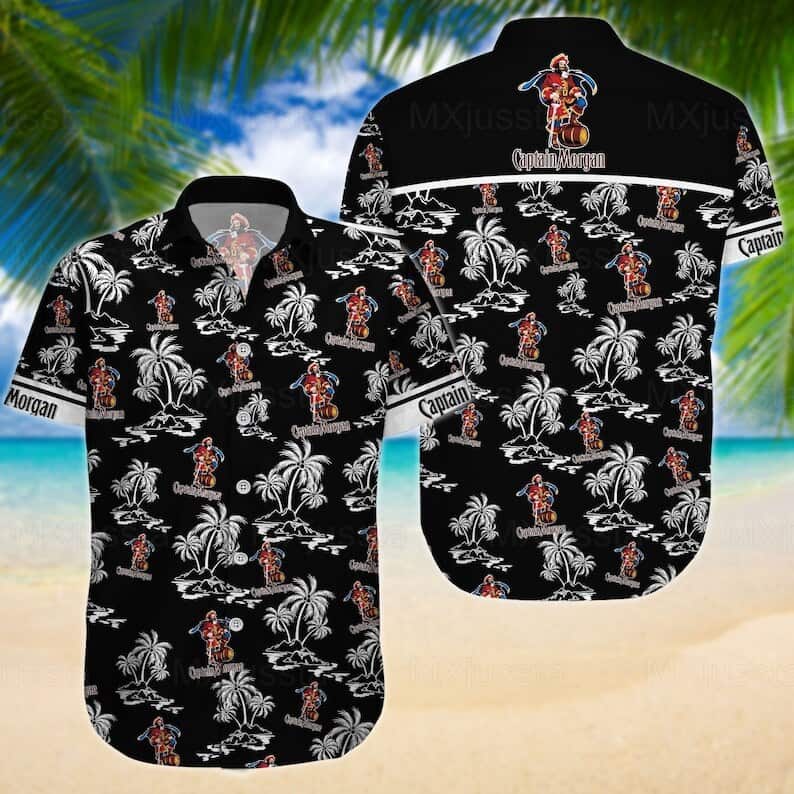 Black Aloha Captain Morgan Hawaiian Shirt Summer Gift For Boyfriend