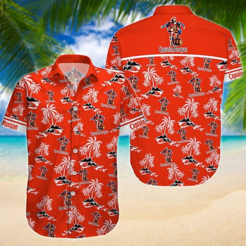 Red Aloha Captain Morgan Hawaiian Shirt Island Gift For Summer