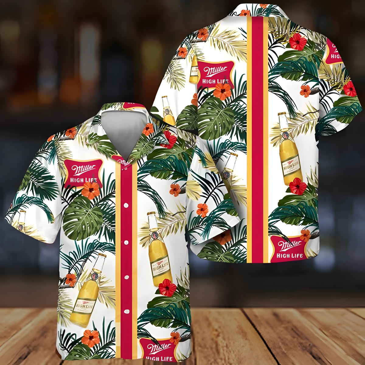 Miller High Life Beer Hawaiian Shirt Tropical Summer Flowers Gift For Him