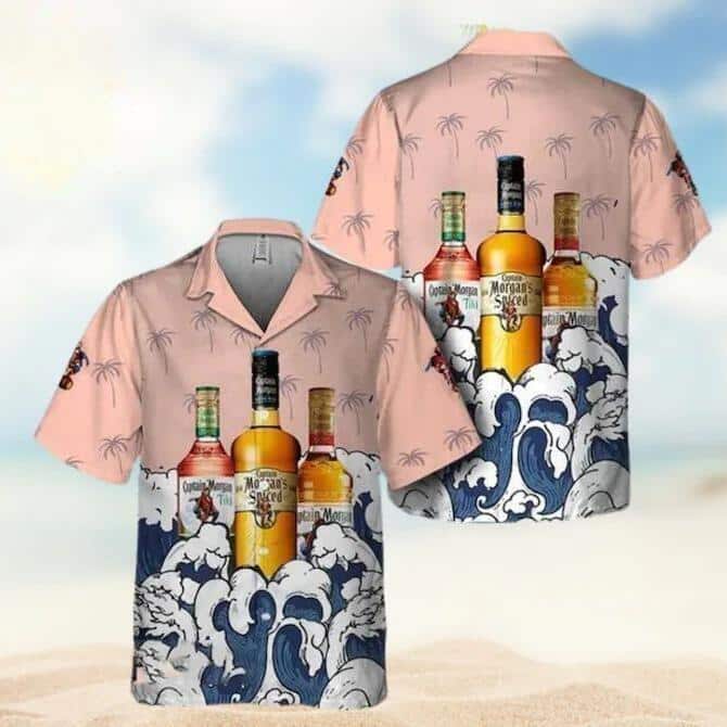 Beach Waves Captain Morgan Hawaiian Shirt Summer Gift