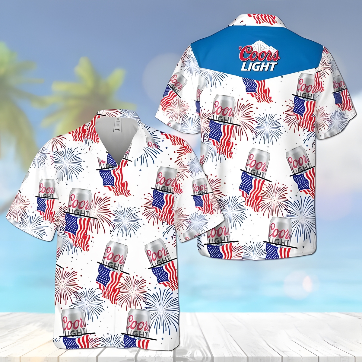Coors Light Beer Hawaiian Shirt Fireworks Independence Day Gift For Her