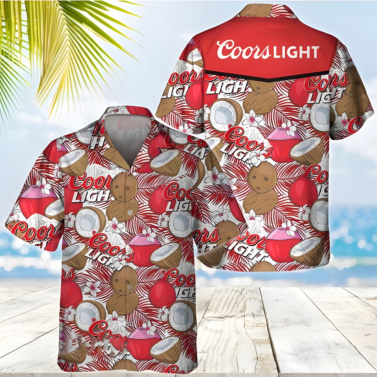 Coors Light Beer Hawaiian Shirt Tropical Coconuts Gift For Beer Drinkers