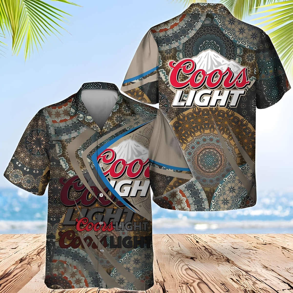 Coors Light Beer Hawaiian Shirt Mandala Gift For Family