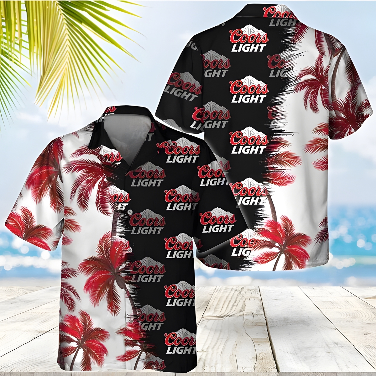 Coors Light Hawaiian Shirt Palm Trees Summer Gift For Grandpa