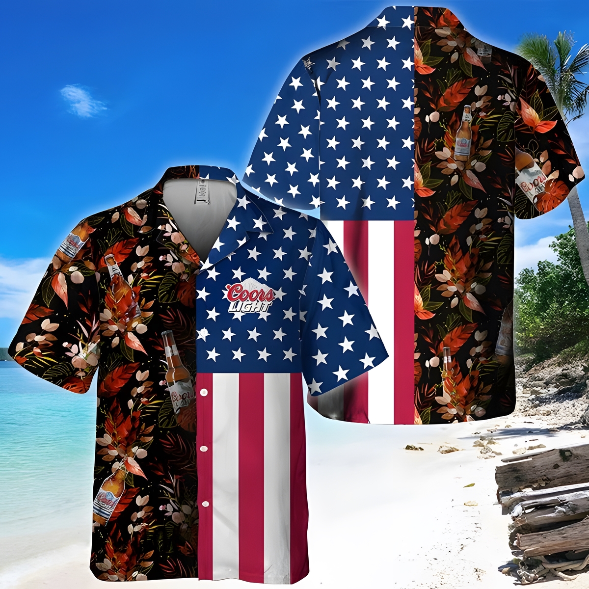 Coors Light Hawaiian Shirt US Flag Independence Day Gift For Him