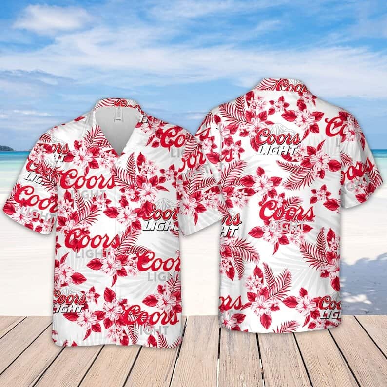 Coors Light Hawaiian Shirt Hibiscus Flower Gift For Beer Enthusiasts