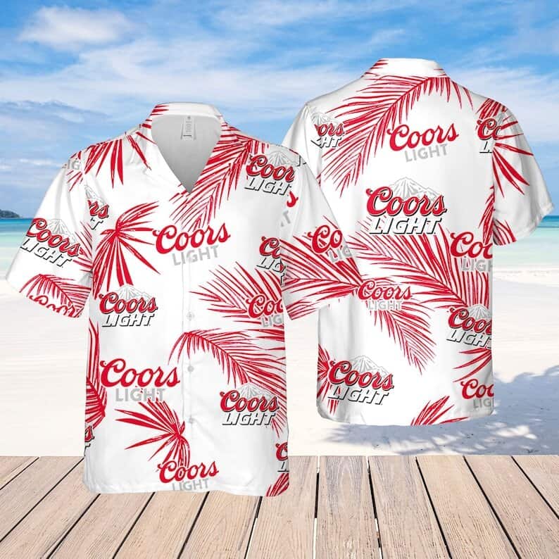 Coors Light Hawaiian Shirt Palm Leaves Beach Trip Gift