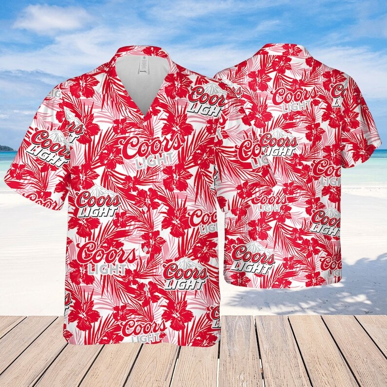 Coors Light Beer Hawaiian Shirt Tropical Flower Gift For Beer Enthusiasts