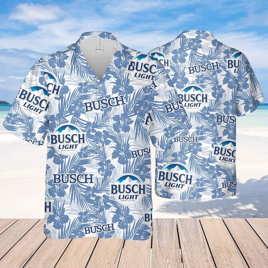Classic Busch Light Beer Hawaiian Shirt Tropical Flower Summer Lovers Gift