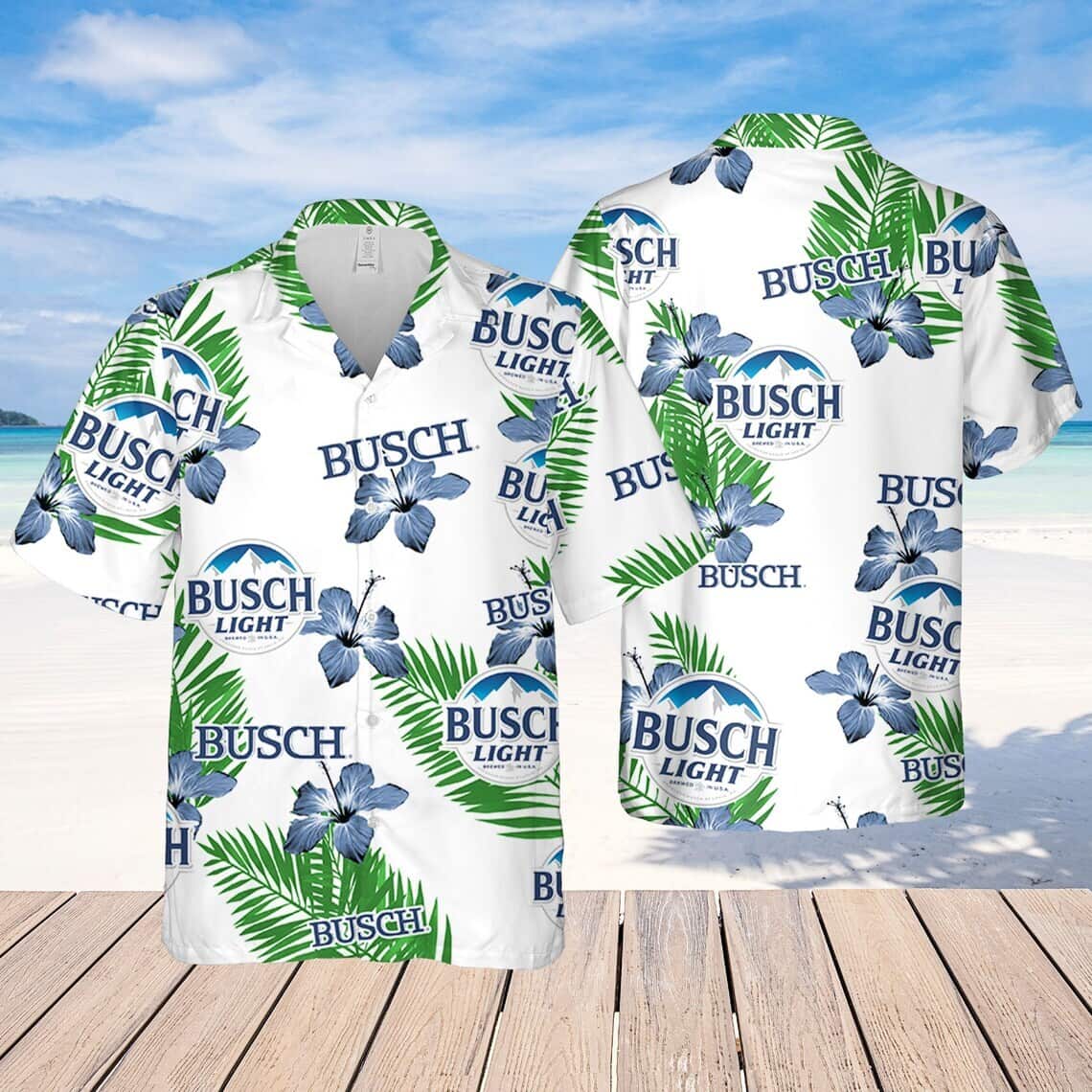 Busch Light Hawaiian Shirt Hibiscus Flower Beach Gift For Summer Lovers