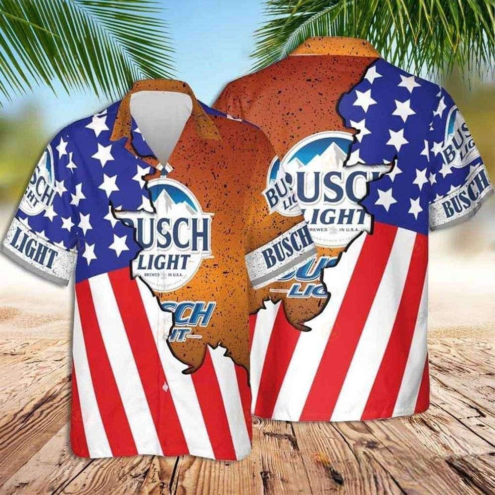 Busch Light Hawaiian Shirt US Flag Cool Gift For Beer Drinkers