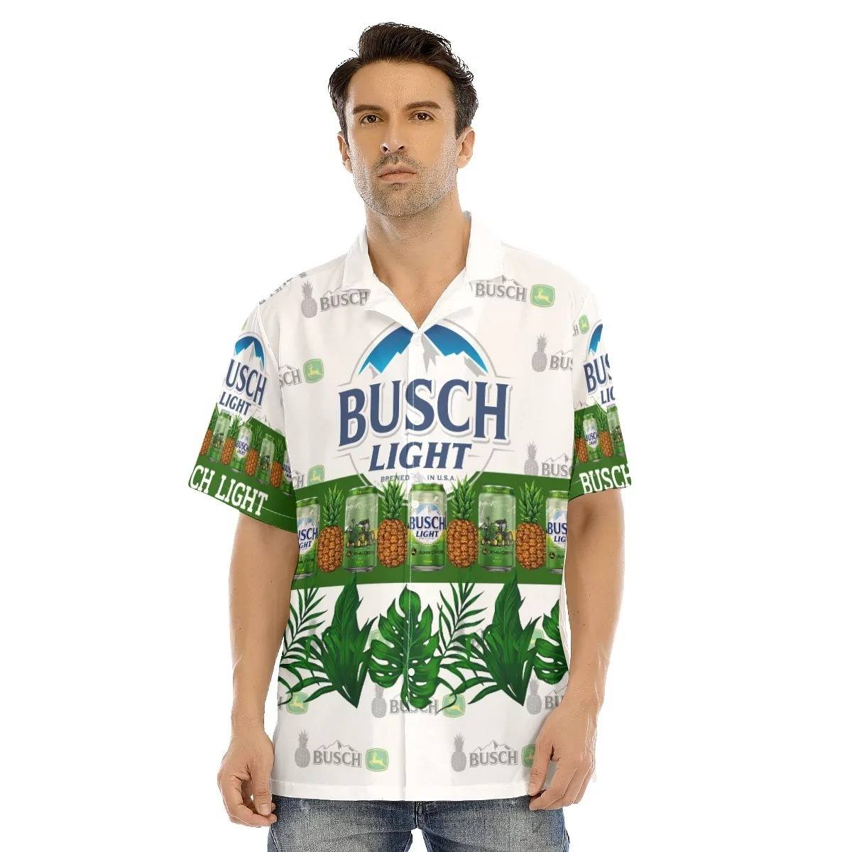 Busch Light John Deere Hawaiian Shirt Pineapples Summer Gift For Beer Lovers