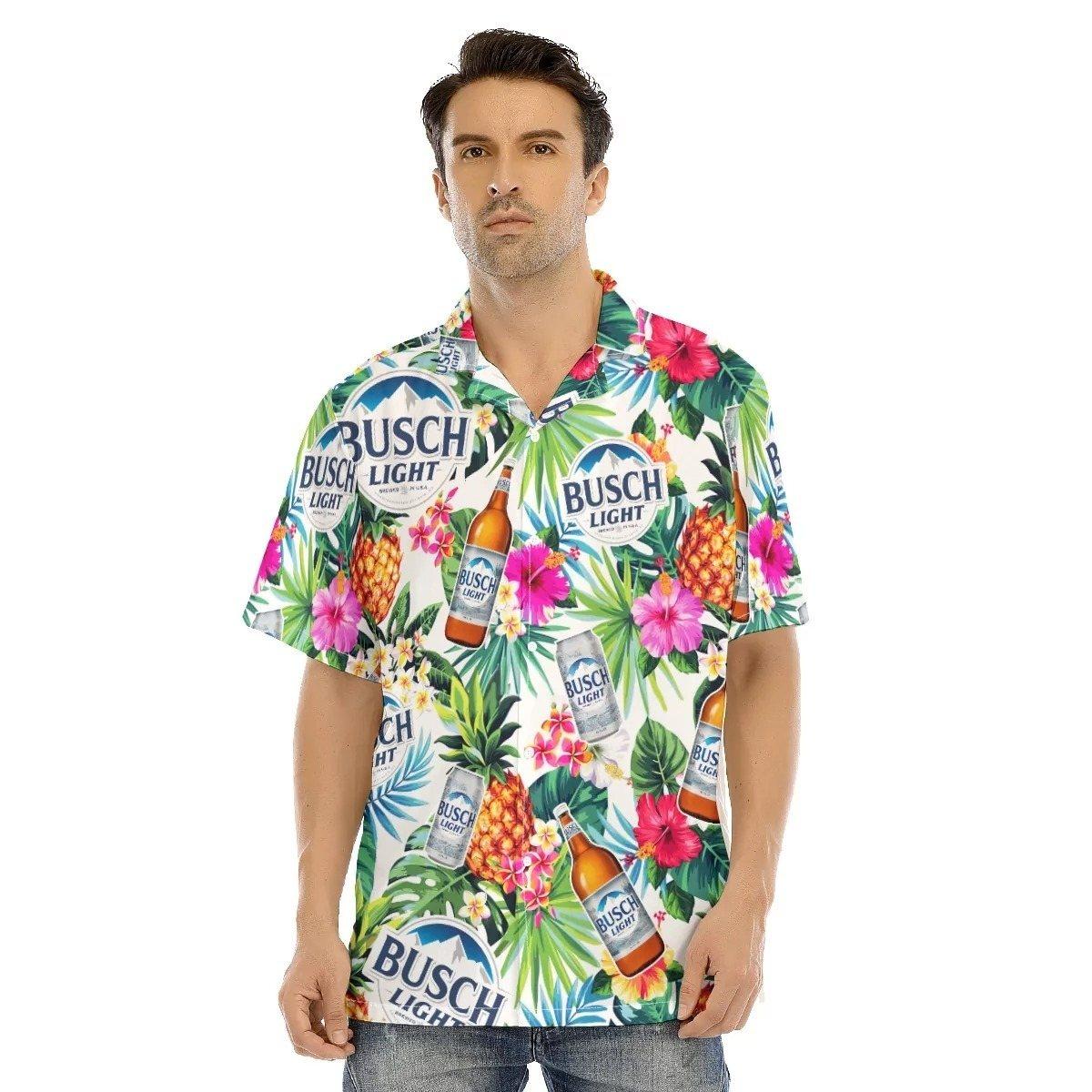 Busch Light Beer Hawaiian Shirt Tropical Plant Beach Vacation Gift For Beer Lovers