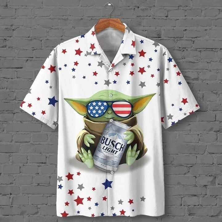 Star Wars Baby Yoda Loves Busch Light Beer Hawaiian Shirt Gift For Beer Lovers