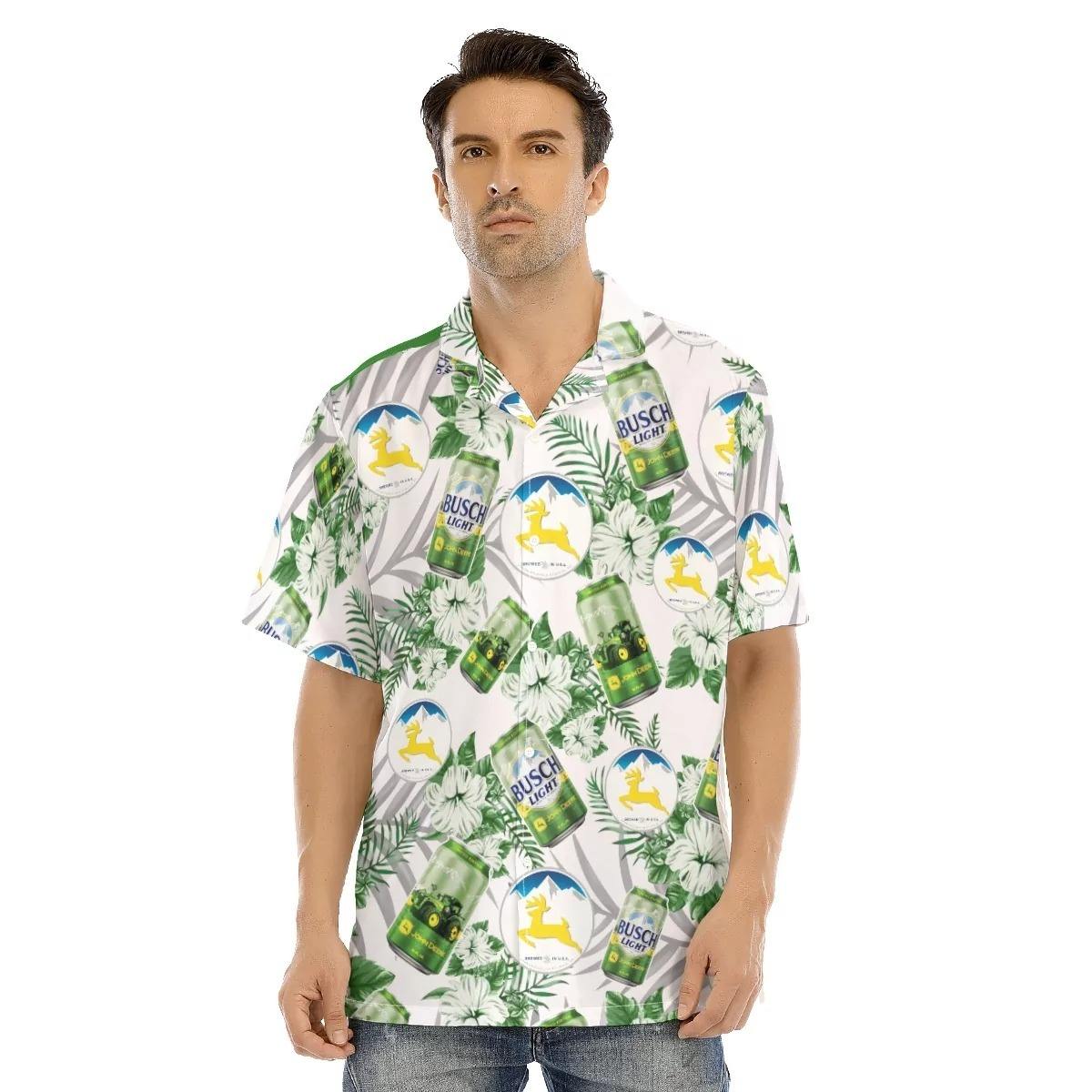 White Aloha Busch Light Hawaiian Shirt Summer Holiday Gift For Beer Lovers