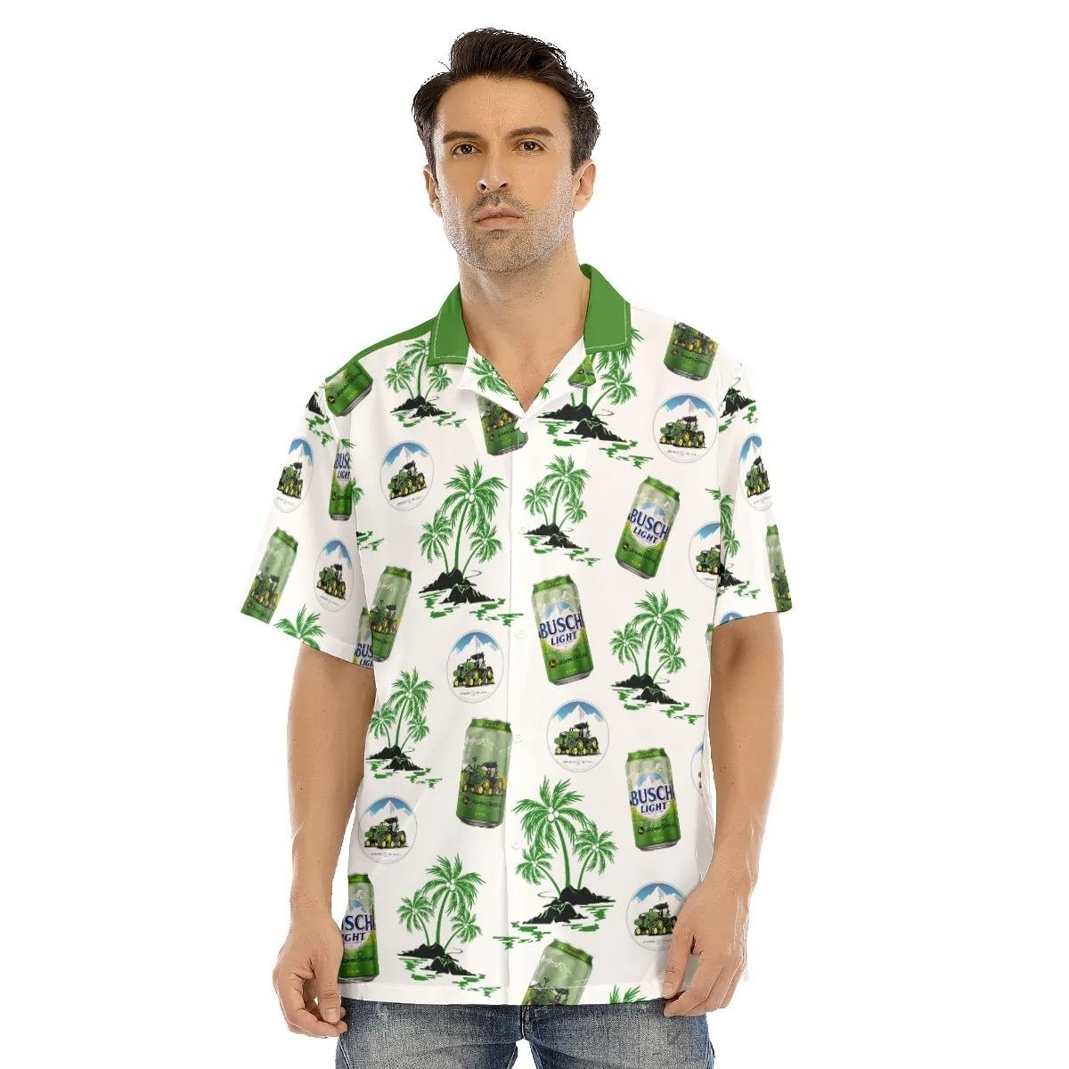 Busch Light John Deere Hawaiian Shirt Tropical Coconut Tree Beach Gift Beer Lovers
