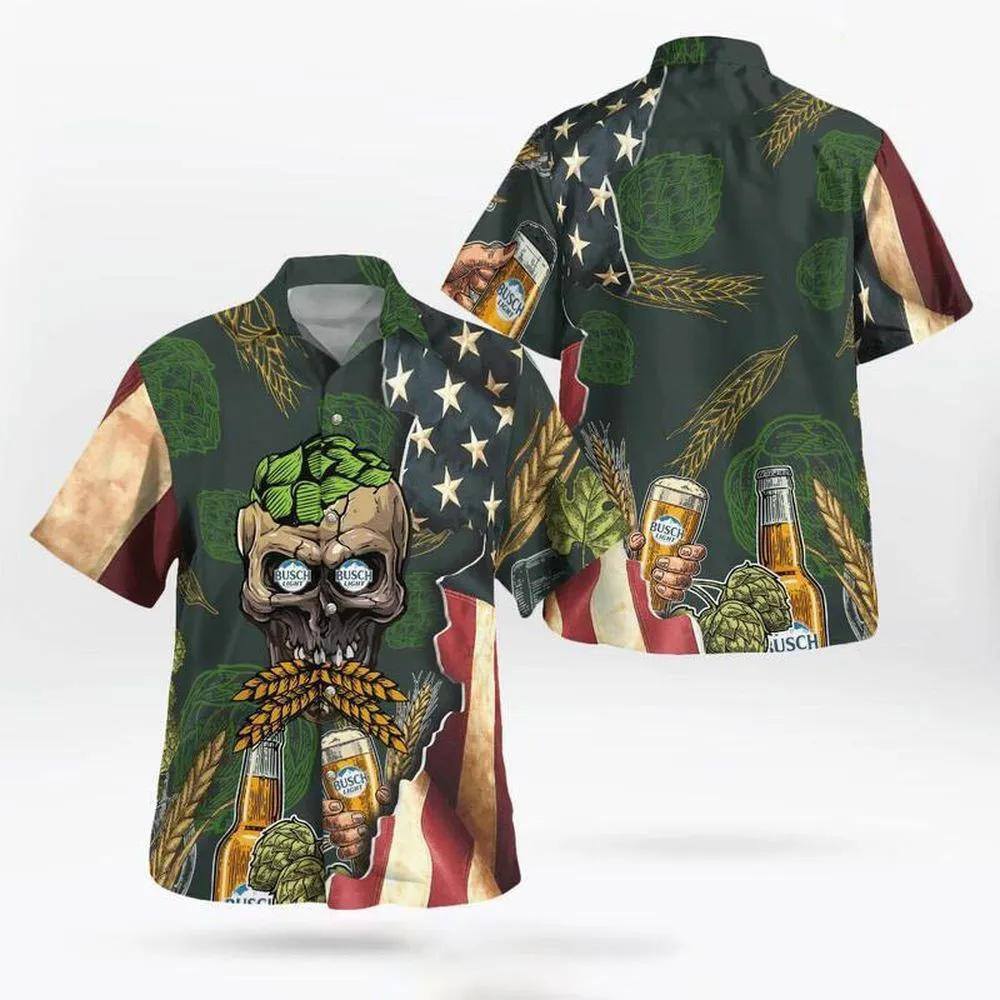 Artichoke Skull With Busch Light Hawaiian Shirt Beer Lovers Gift
