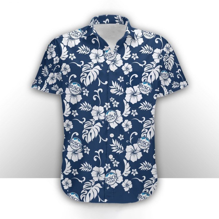 Summer Holiday Busch Light Hawaiian Shirt White Hibiscus Gift For Beer Lovers