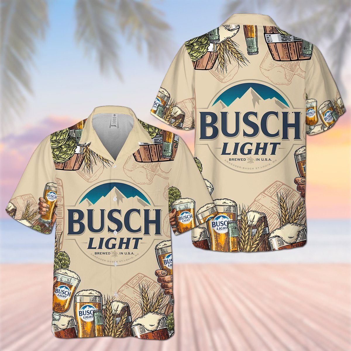 Retro Summer Busch Light Beer Hawaiian Shirt Brewed In USA Gift For Beer Lovers