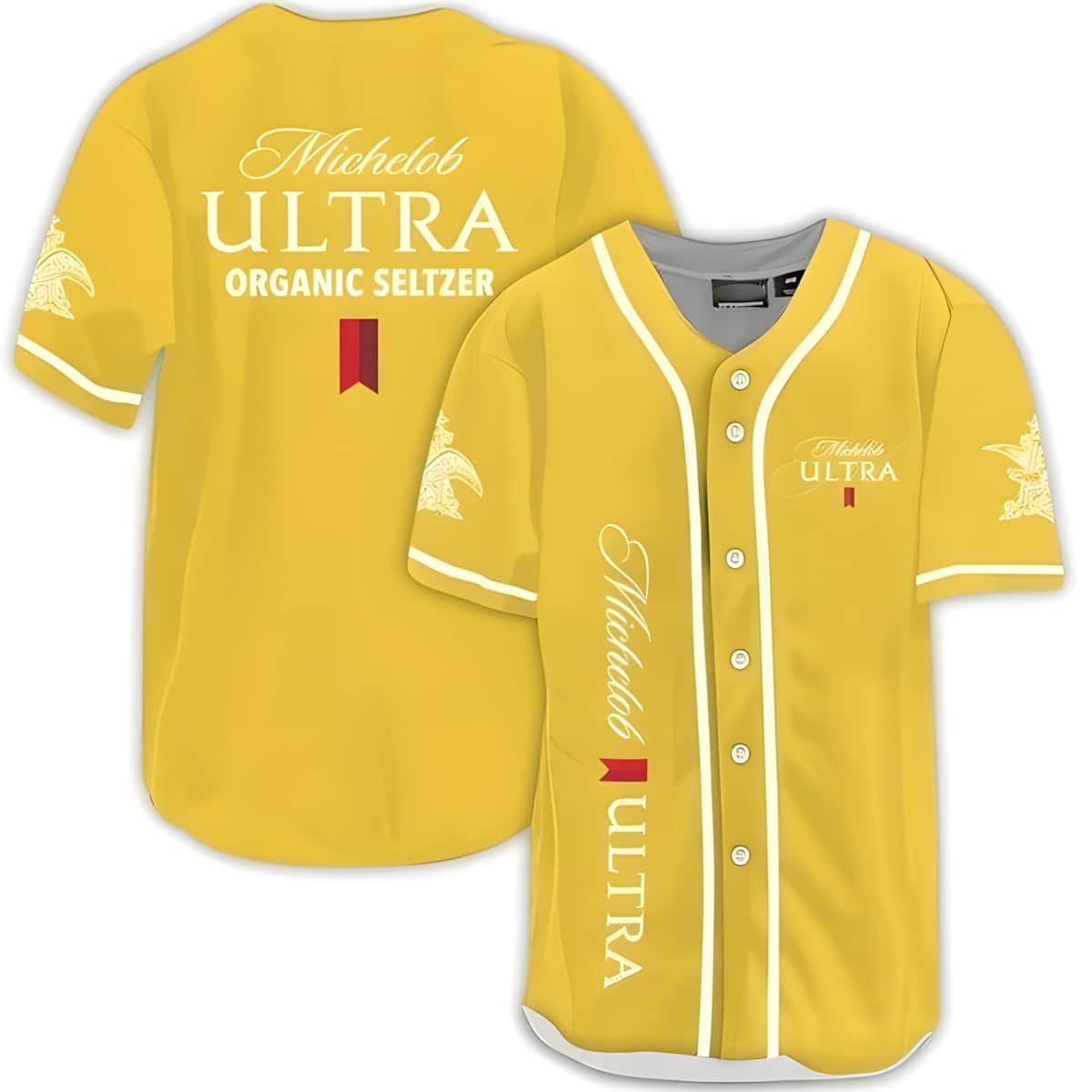 Classic Yellow Michelob ULTRA Baseball Jersey Organic Seltzer Gift For Dad