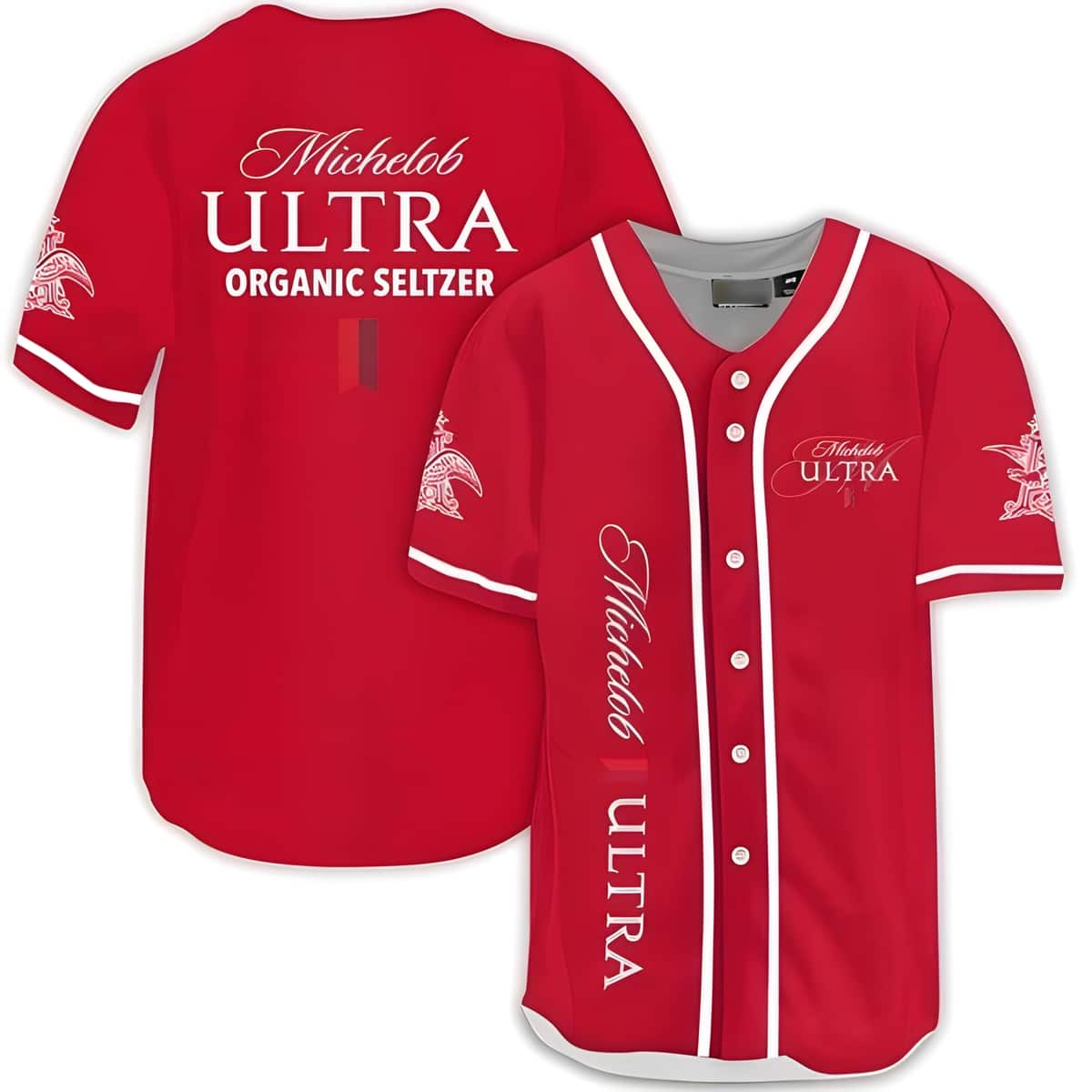 Classic Red Michelob ULTRA Baseball Jersey Organic Seltzer Gift For Family