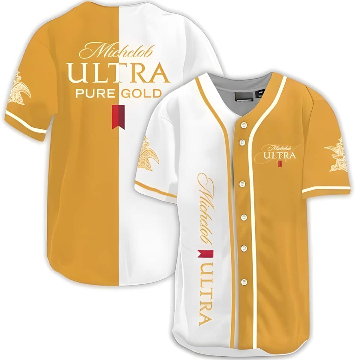 Michelob ULTRA Baseball Jersey Yellow White Dual Colors Gift For Fans