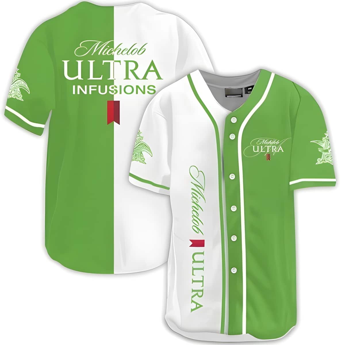Michelob ULTRA Baseball Jersey Green White Dual Colors Gift For Boyfriend Dad
