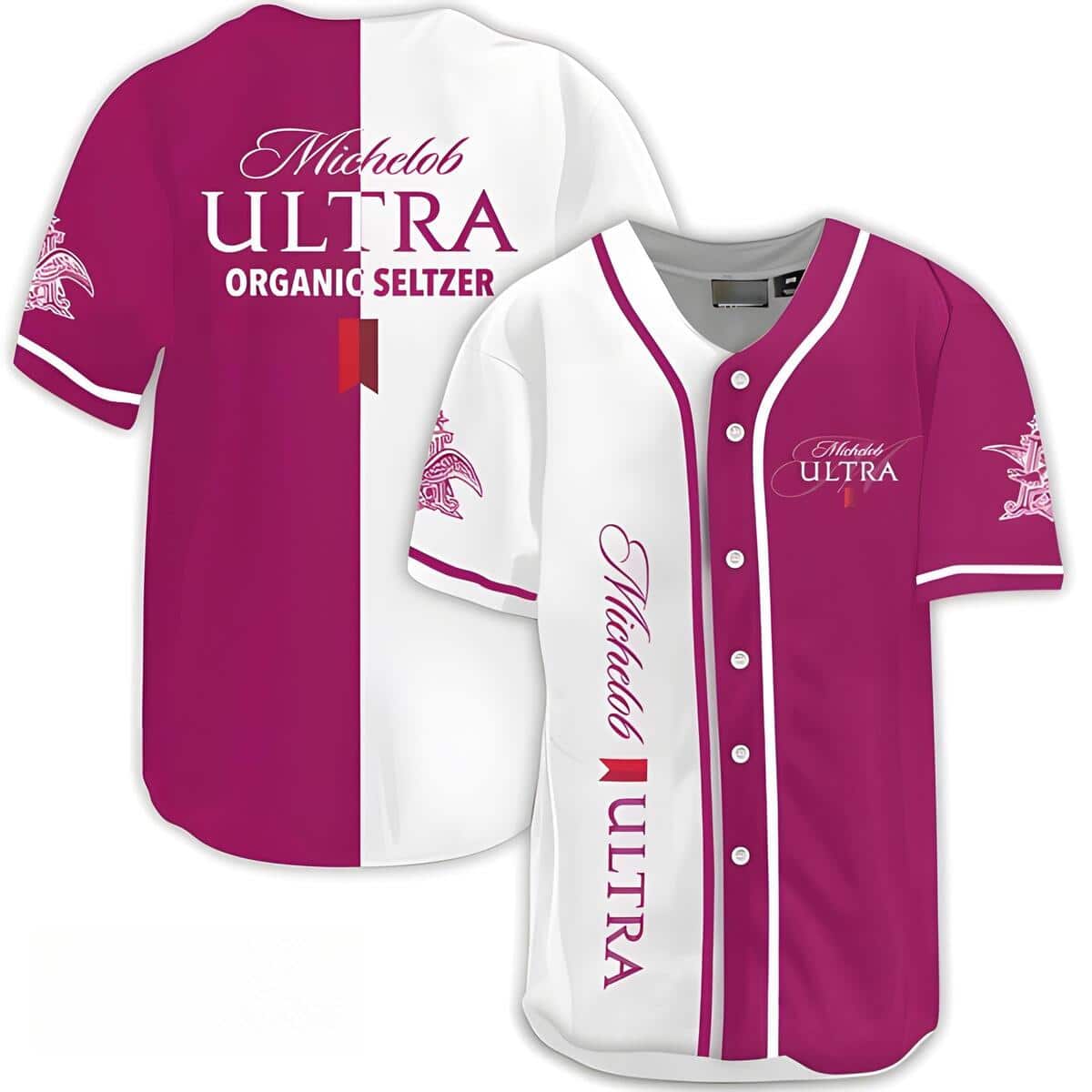 Michelob ULTRA Baseball Jersey Purple White Dual Colors Gift For Dad