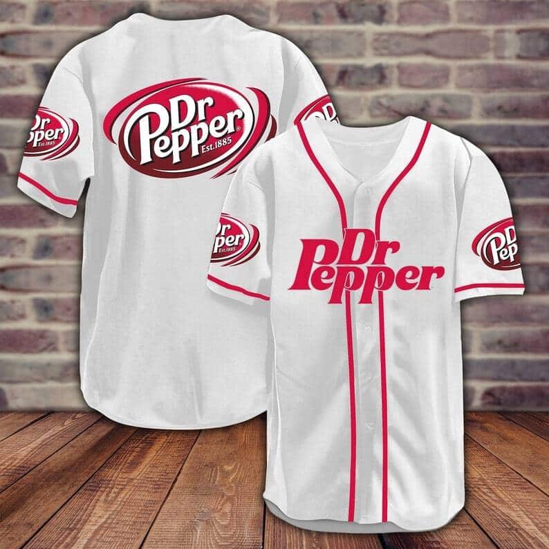 Classic White Dr Pepper Baseball Jersey Gift For Beer Drinkers