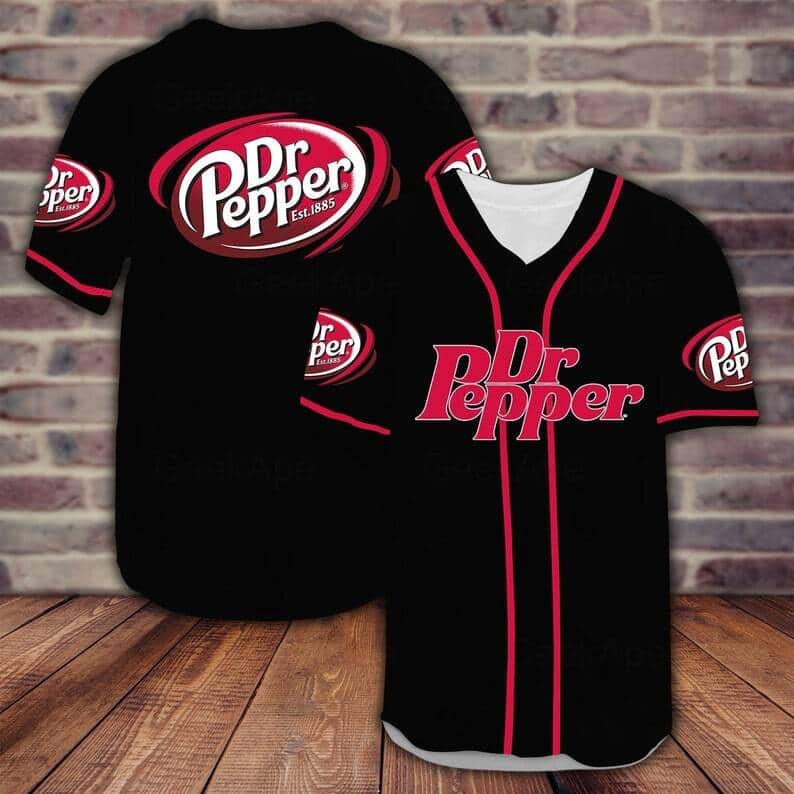 Classic Black Dr Pepper Baseball Jersey Gift For Sporty Boyfriend