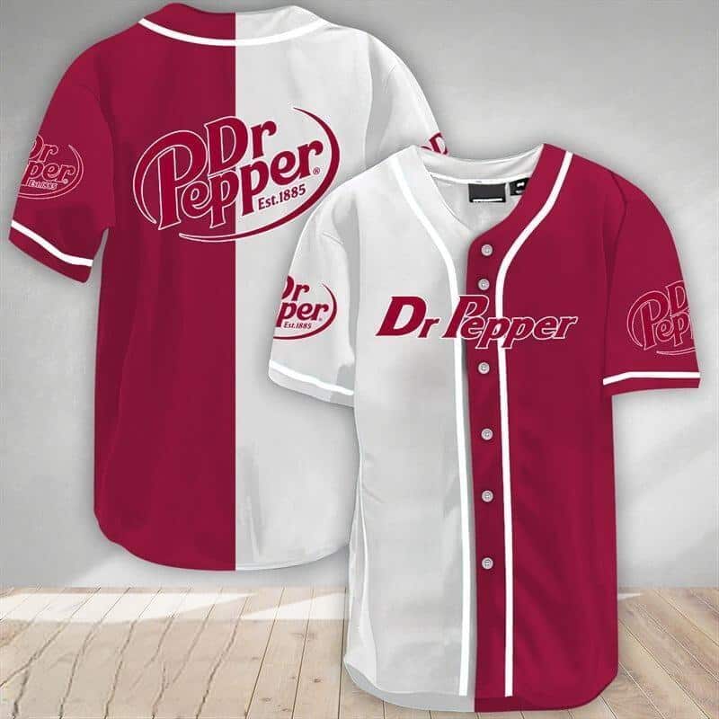 White And Crimson Split Dr Pepper Beer Baseball Jersey Gift For Her