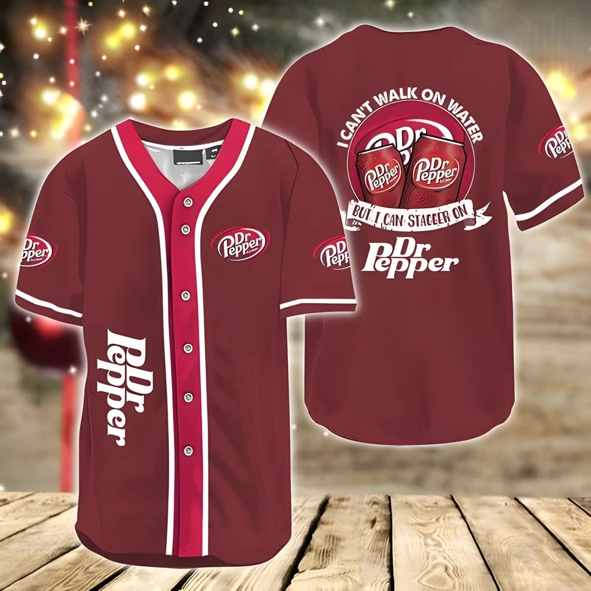 Funny I Can't Walk On Water But I Can Stagger On Dr. Pepper Beer Baseball Jersey