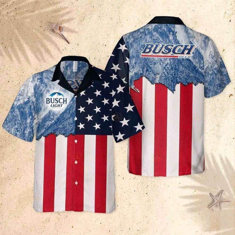 Busch Light Beer Hawaiian Shirt American Flag Summer Holiday Gift For Beach Lovers