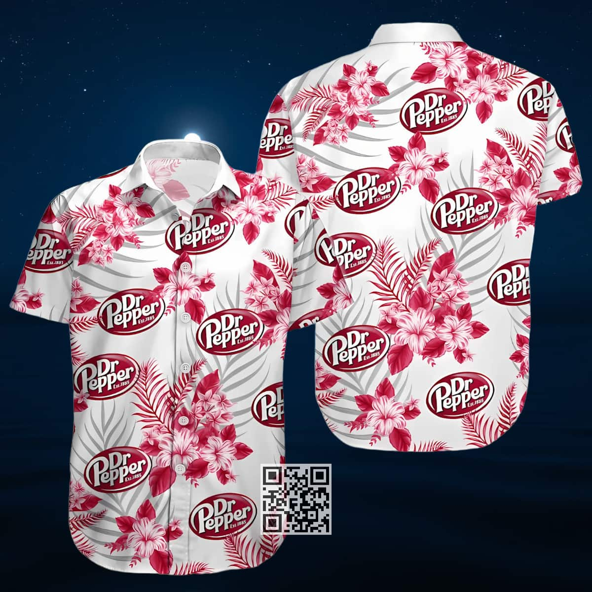 White Aloha Dr Pepper Beer Hawaiian Shirt Tropical Flower Pattern