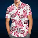 White Aloha Dr Pepper Beer Hawaiian Shirt Tropical Flower Pattern