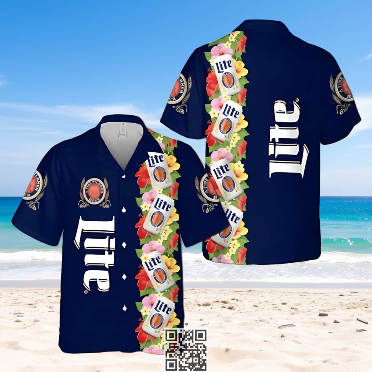 Blue Aloha Miller Lite Hawaiian Shirt Tropical Flora Gift For Boyfriend