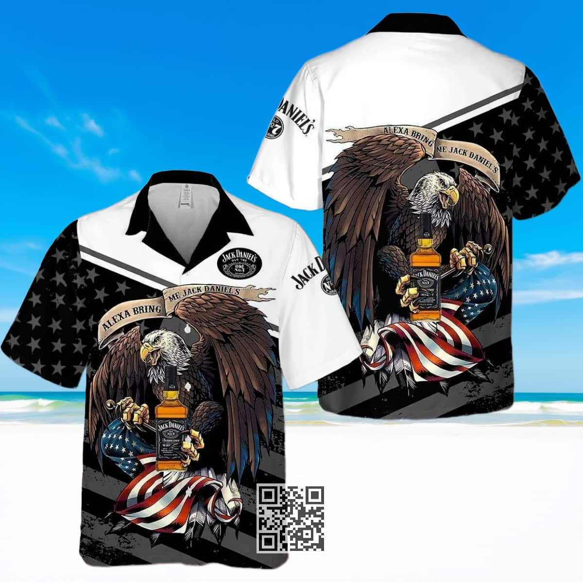 Bald Eagle Alexa Brings Me Jack Daniels Hawaiian Shirt Gift For Whiskey Lovers