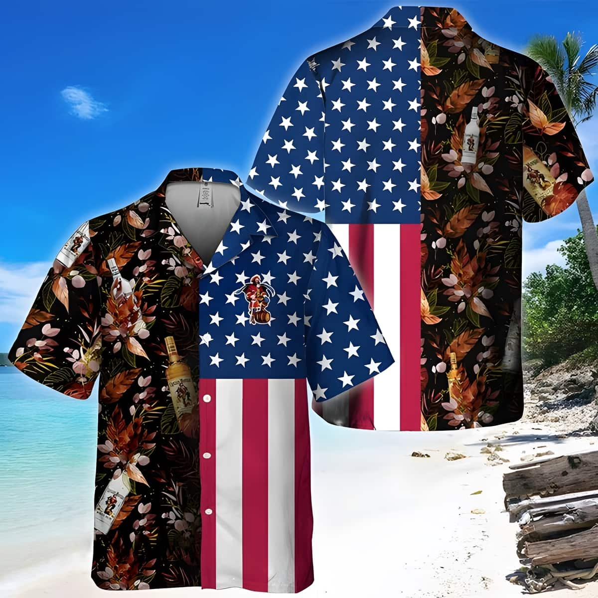 Awesome Captain Morgan Hawaiian Shirt US Flag Gift For Best Friend