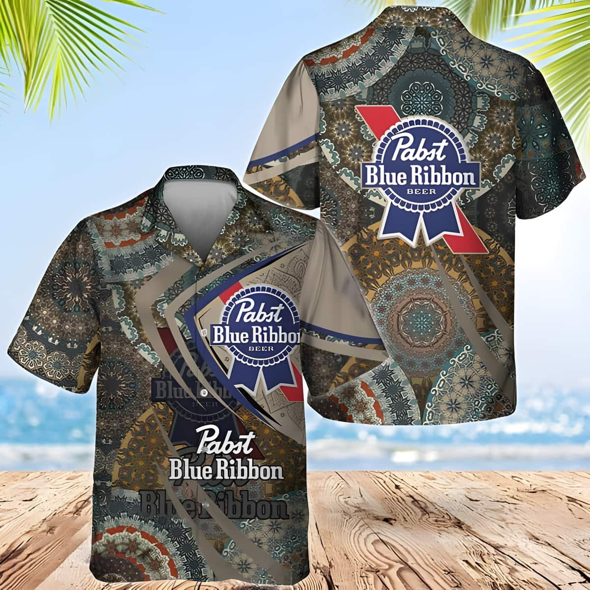 Pabst Blue Ribbon Beer Hawaiian Shirt Boho Mandala Beach Lovers Gifts