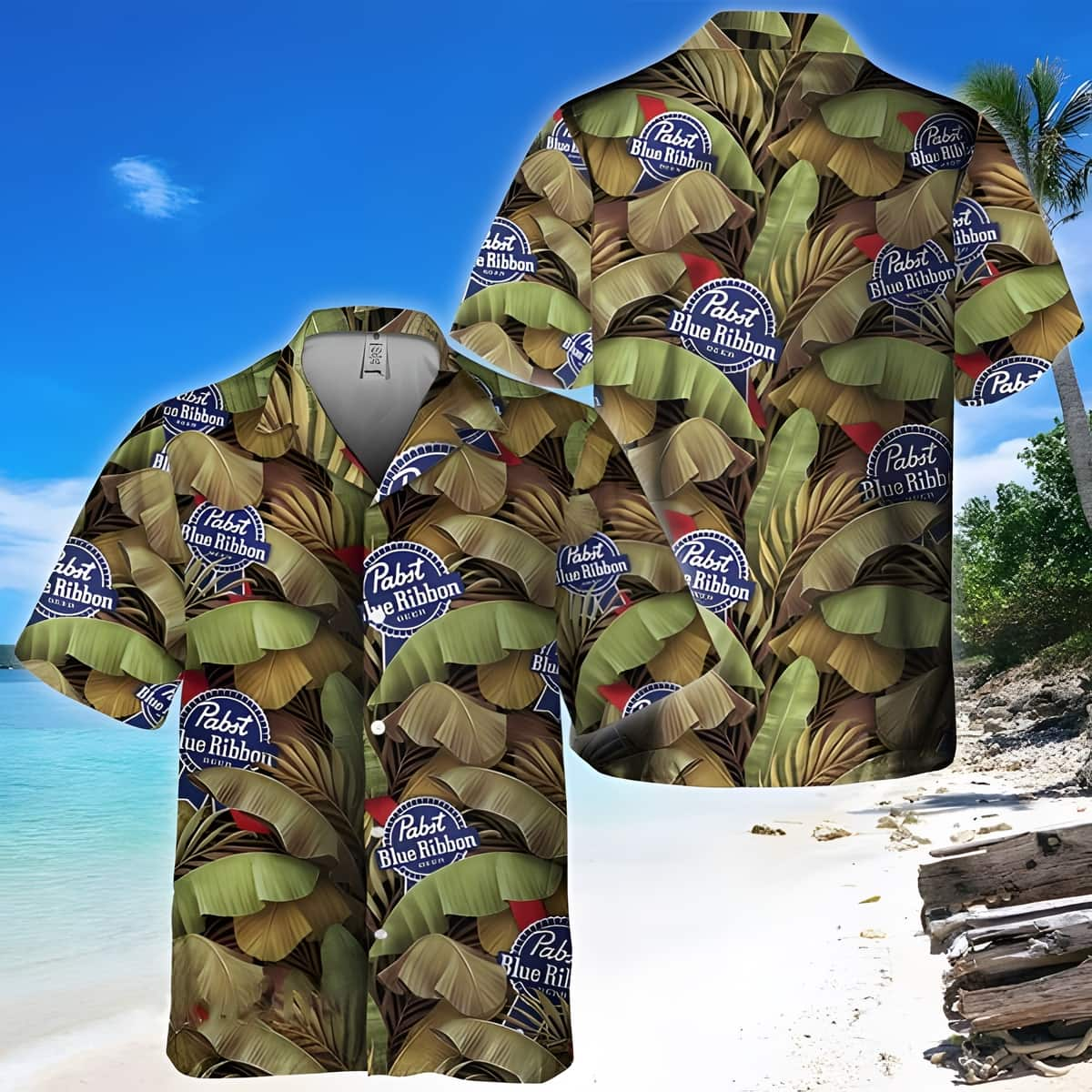 Pabst Blue Ribbon Hawaiian Shirt Banana Leaves Gift For Summer Holiday