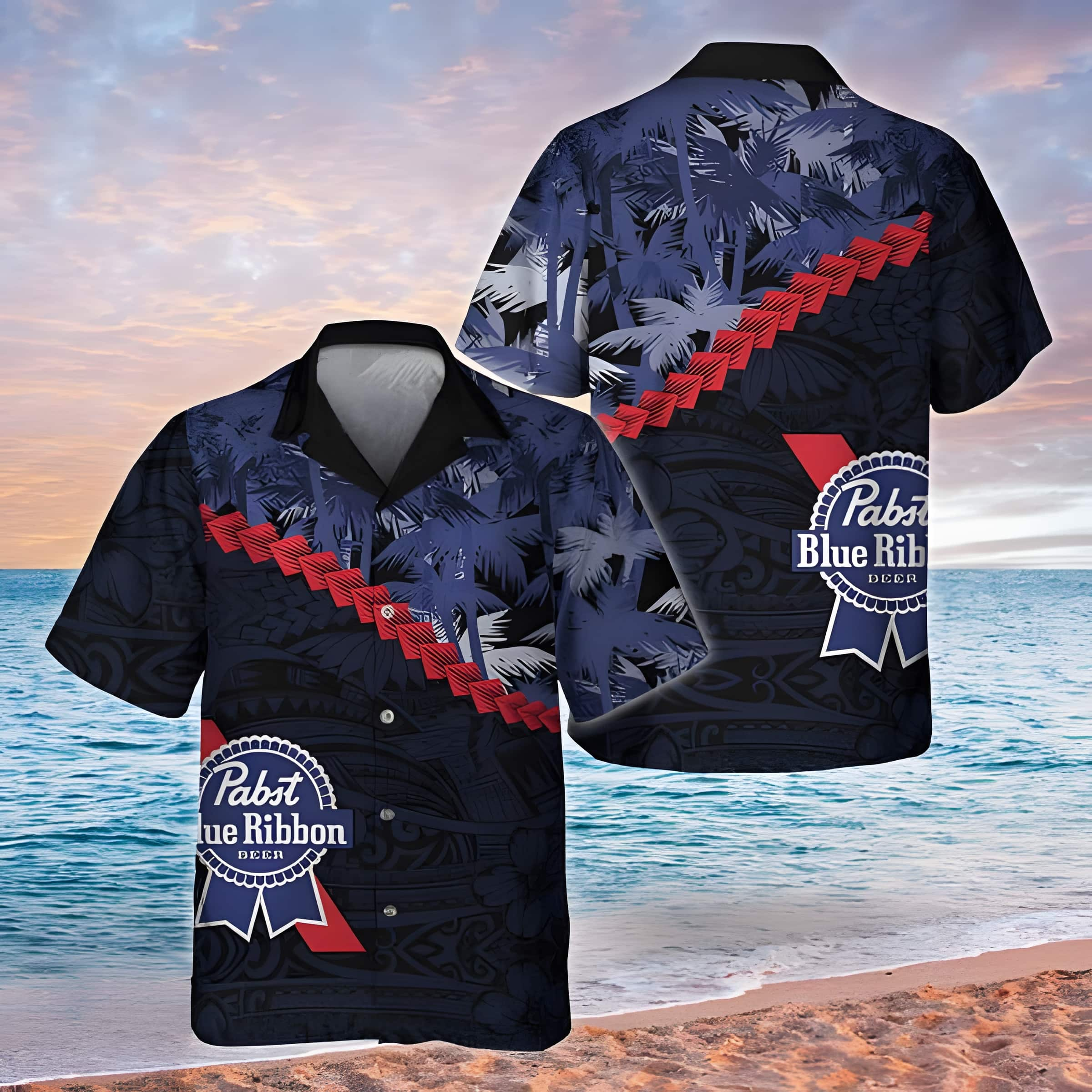 Pabst Blue Ribbon Hawaiian Shirt Polynesian Gift For Dad