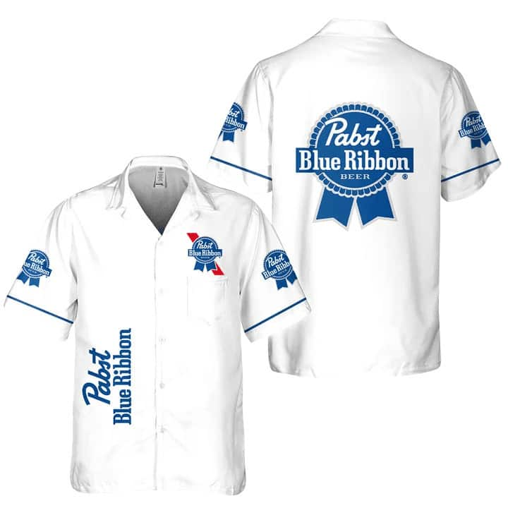 White Aloha Pabst Blue Ribbon Hawaiian Shirt Special Gift For Boyfriend