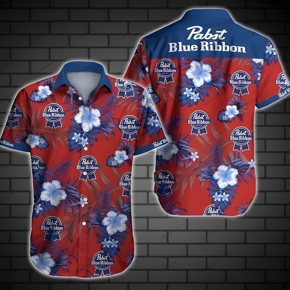 Classic Pabst Blue Ribbon Hawaiian Shirt Tropical Flower Cool Gift For Boyfriend