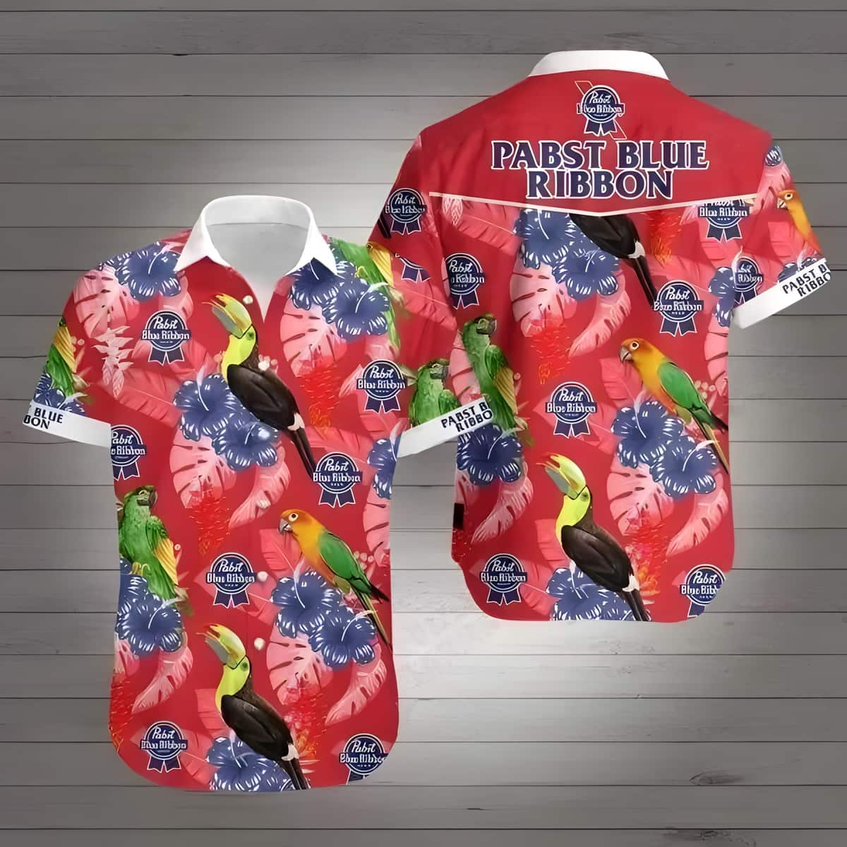 Pabst Blue Ribbon Hawaiian Shirt Tropical Flora And Fauna Cool Gift For Friend