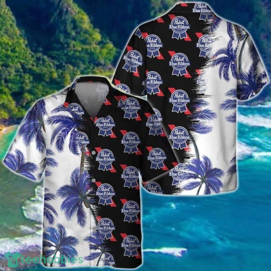 Pabst Blue Ribbon Hawaiian Shirt Palm Trees Gift For Friend