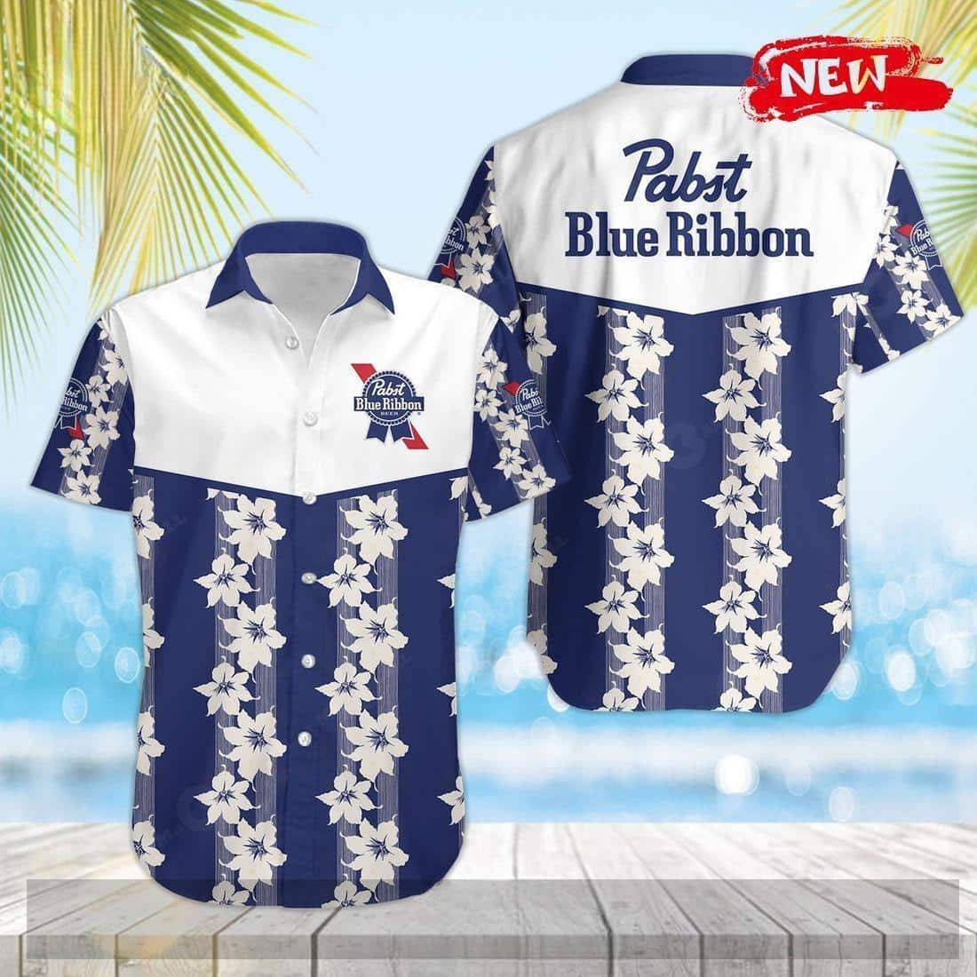 Pabst Blue Ribbon Beer Hawaiian Shirt Father's Day Gift For Dad