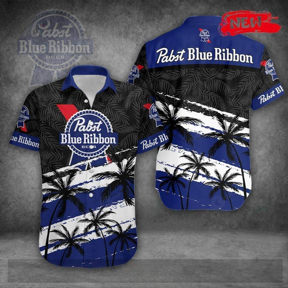 Pabst Blue Ribbon Hawaiian Shirt Tropical Coconut Tree Gift For Boyfriend