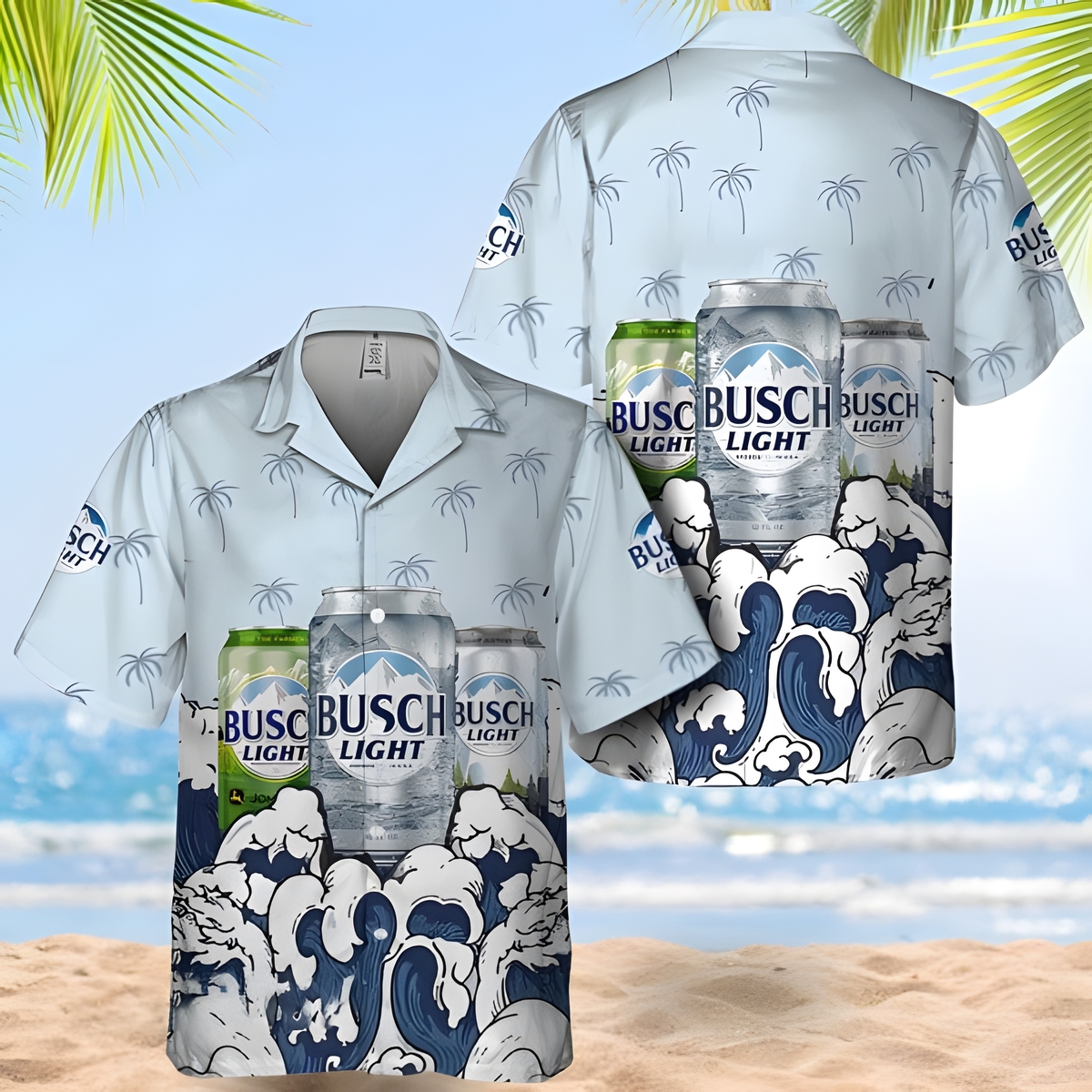 Summer Waves Busch Light Hawaiian Shirt Beer Gift For Beach Holiday